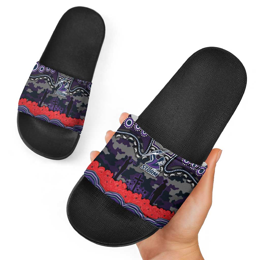 ANZAC Day Melbourne Storm Slide Sandals Military Memorial Aboriginal Indigenous Art