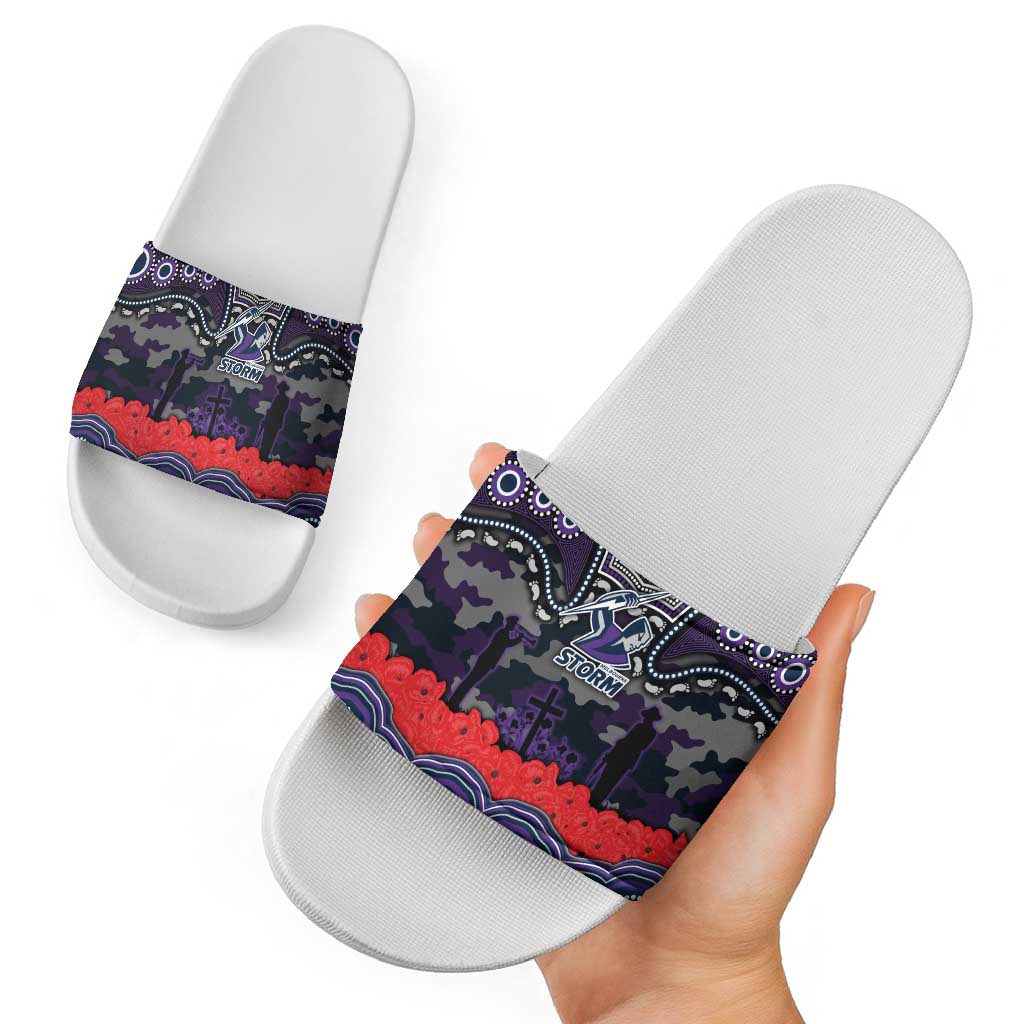 ANZAC Day Melbourne Storm Slide Sandals Military Memorial Aboriginal Indigenous Art