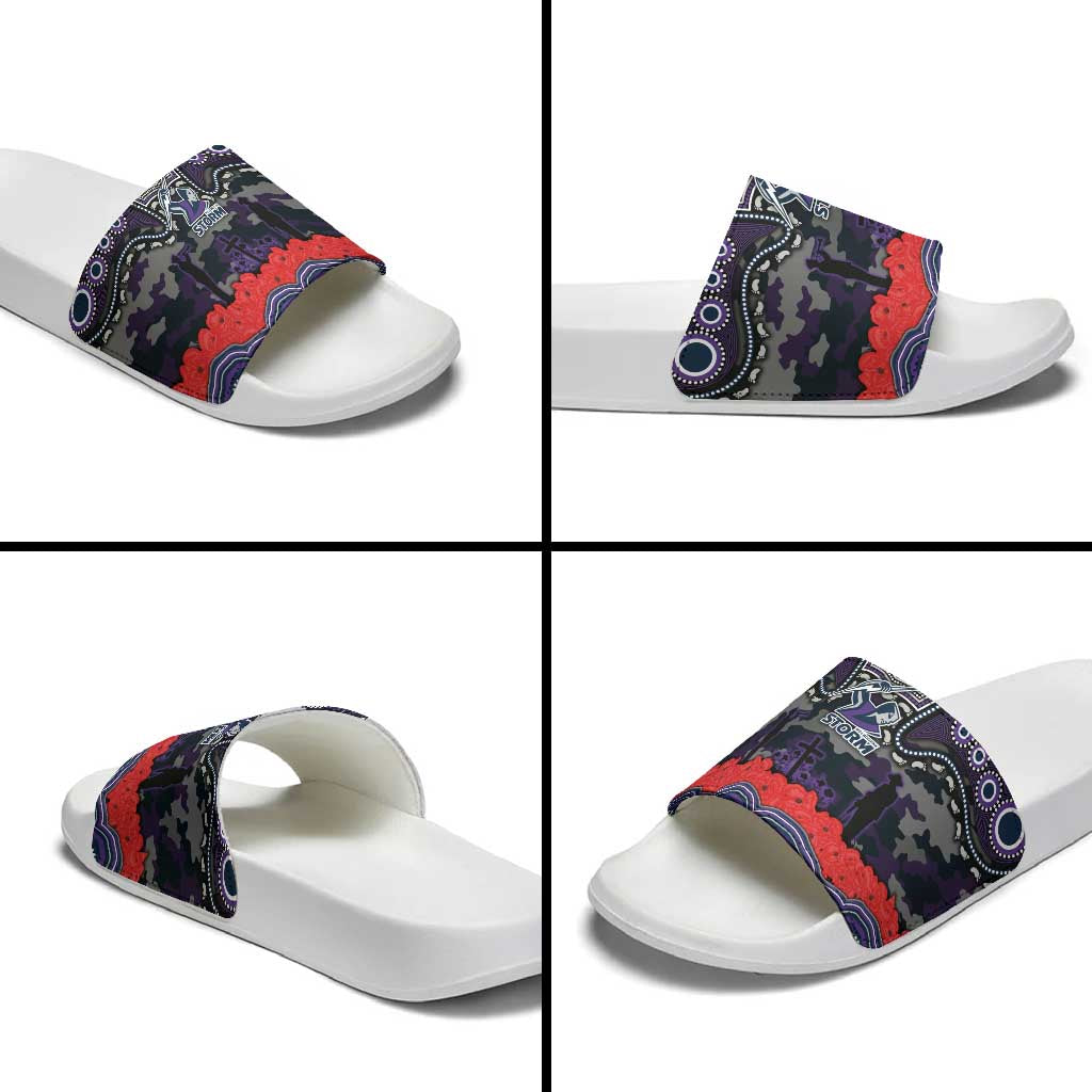ANZAC Day Melbourne Storm Slide Sandals Military Memorial Aboriginal Indigenous Art