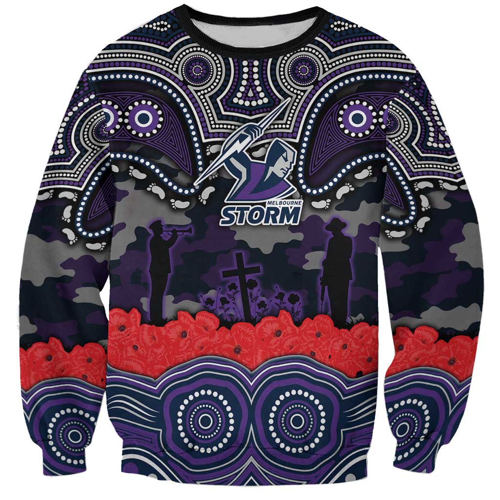 ANZAC Day Melbourne Storm Sweatshirt Military Memorial Aboriginal Indigenous Art