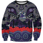 ANZAC Day Melbourne Storm Sweatshirt Military Memorial Aboriginal Indigenous Art