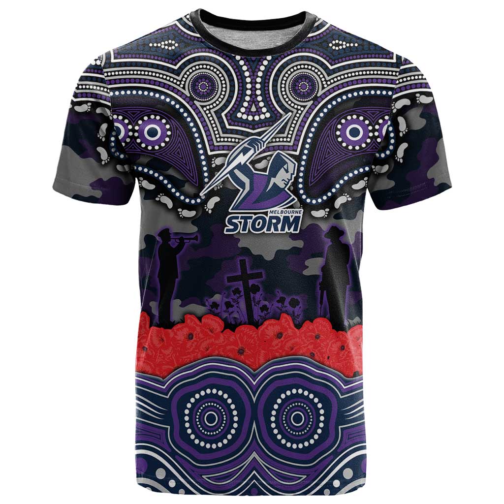 ANZAC Day Melbourne Storm T Shirt Military Memorial Aboriginal Indigenous Art
