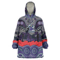 ANZAC Day Melbourne Storm Wearable Blanket Hoodie Military Memorial Aboriginal Indigenous Art
