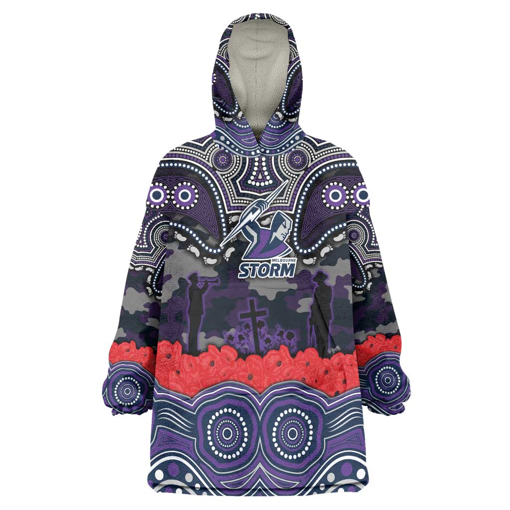 ANZAC Day Melbourne Storm Wearable Blanket Hoodie Military Memorial Aboriginal Indigenous Art