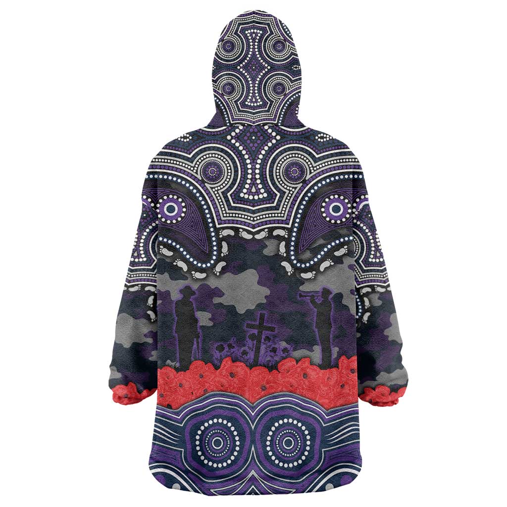 ANZAC Day Melbourne Storm Wearable Blanket Hoodie Military Memorial Aboriginal Indigenous Art
