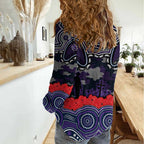 ANZAC Day Melbourne Storm Women Casual Shirt Military Memorial Aboriginal Indigenous Art
