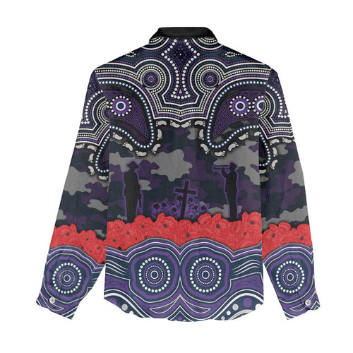 ANZAC Day Melbourne Storm Women Casual Shirt Military Memorial Aboriginal Indigenous Art