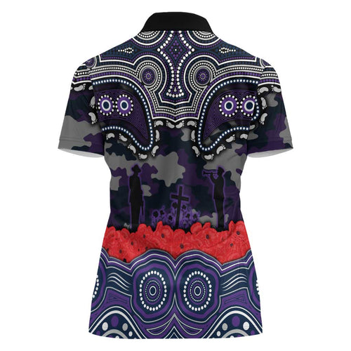 ANZAC Day Melbourne Storm Women Polo Shirt Military Memorial Aboriginal Indigenous Art