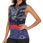 ANZAC Day Melbourne Storm Women Sleeveless Polo Shirt Military Memorial Aboriginal Indigenous Art