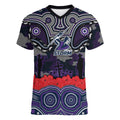 ANZAC Day Melbourne Storm Women V-Neck T-Shirt Military Memorial Aboriginal Indigenous Art