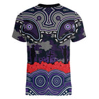 ANZAC Day Melbourne Storm Women V-Neck T-Shirt Military Memorial Aboriginal Indigenous Art