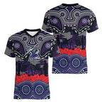 ANZAC Day Melbourne Storm Women V-Neck T-Shirt Military Memorial Aboriginal Indigenous Art