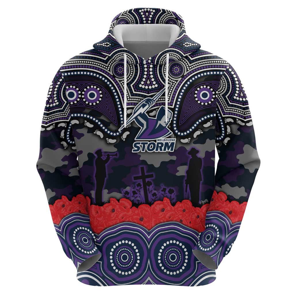 ANZAC Day Melbourne Storm Zip Hoodie Military Memorial Aboriginal Indigenous Art