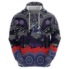 ANZAC Day Melbourne Storm Zip Hoodie Military Memorial Aboriginal Indigenous Art