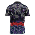 ANZAC Day Melbourne Storm Zipper Polo Shirt Military Memorial Aboriginal Indigenous Art