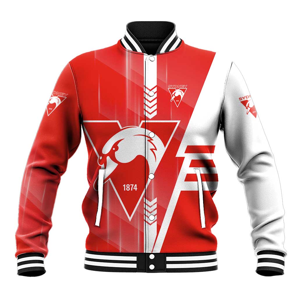 Personalized Sydney Swans Baseball Jacket Modern Geometric Sports Graphic Style