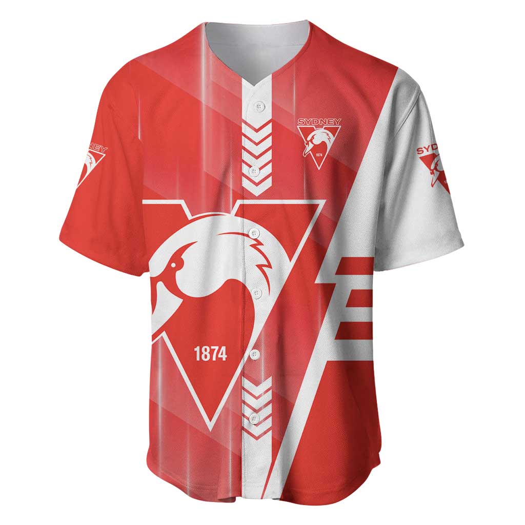 Personalized Sydney Swans Baseball Jersey Modern Geometric Sports Graphic Style