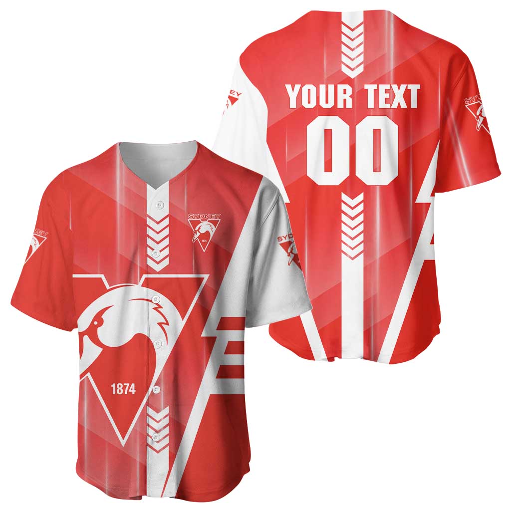 Personalized Sydney Swans Baseball Jersey Modern Geometric Sports Graphic Style