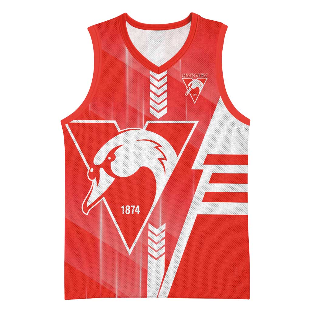 Personalized Sydney Swans Basketball Jersey Modern Geometric Sports Graphic Style