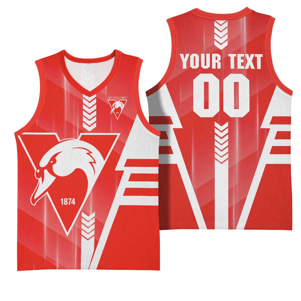 Personalized Sydney Swans Basketball Jersey Modern Geometric Sports Graphic Style