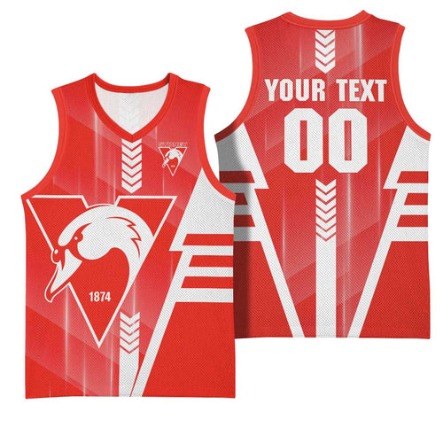 Personalized Sydney Swans Basketball Jersey Modern Geometric Sports Graphic Style