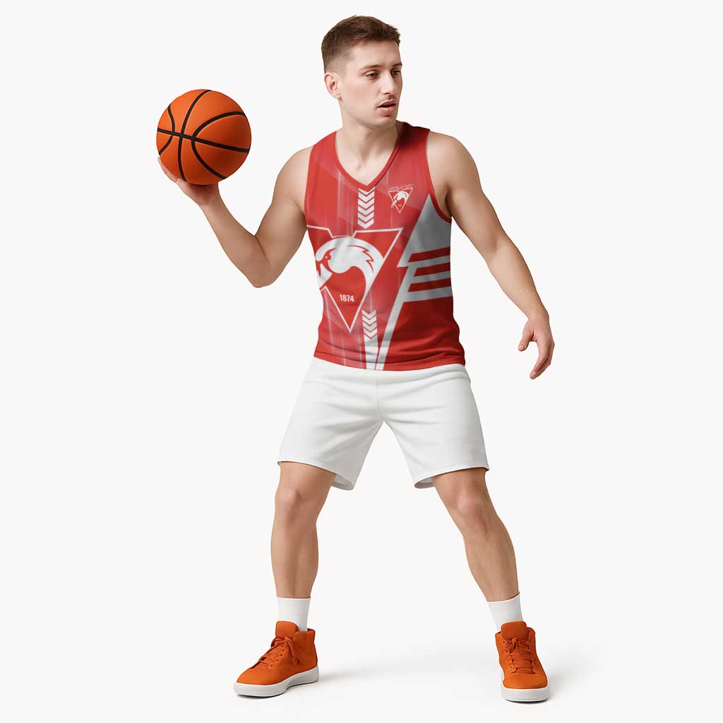 Personalized Sydney Swans Basketball Jersey Modern Geometric Sports Graphic Style