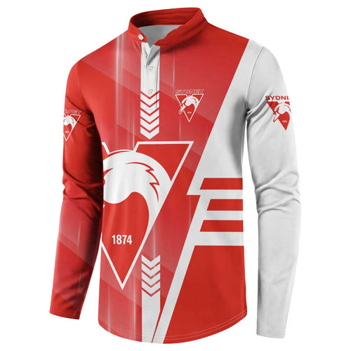 Personalized Sydney Swans Button Sweatshirt Modern Geometric Sports Graphic Style