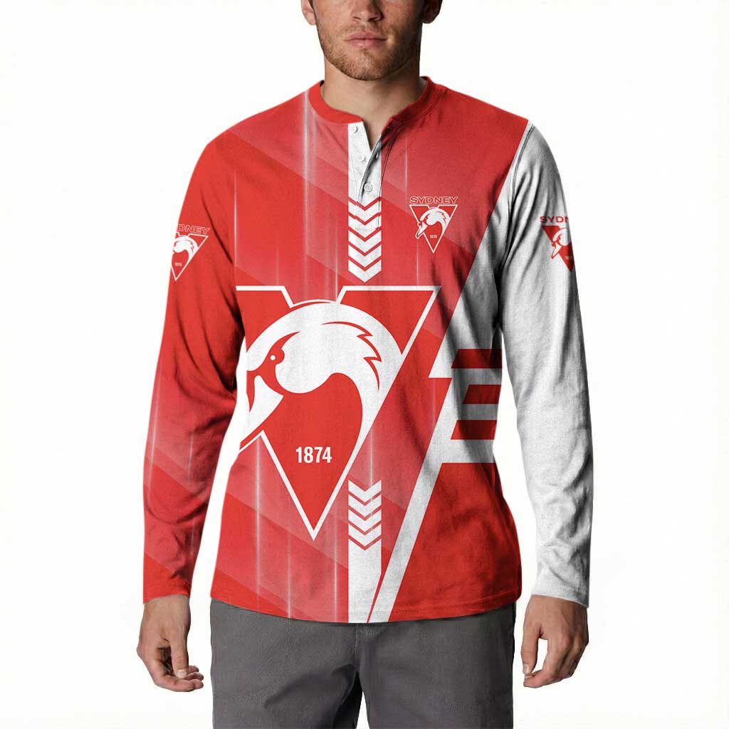 Personalized Sydney Swans Button Sweatshirt Modern Geometric Sports Graphic Style