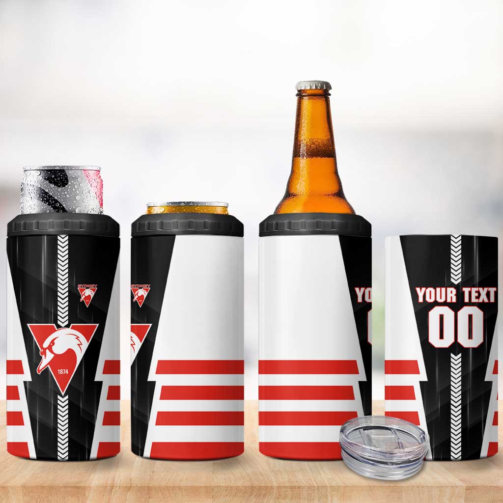 Personalized Sydney Swans 4 in 1 Can Cooler Tumbler Modern Geometric Sports Graphic Style