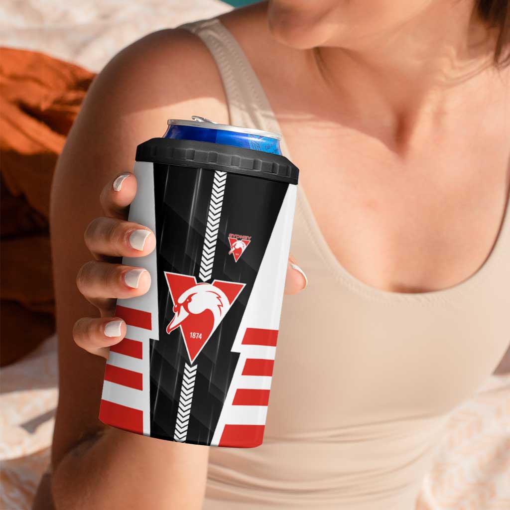 Personalized Sydney Swans 4 in 1 Can Cooler Tumbler Modern Geometric Sports Graphic Style