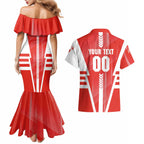 Personalized Sydney Swans Couples Matching Mermaid Dress and Hawaiian Shirt Modern Geometric Sports Graphic Style