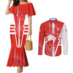 Personalized Sydney Swans Couples Matching Mermaid Dress and Long Sleeve Button Shirt Modern Geometric Sports Graphic Style