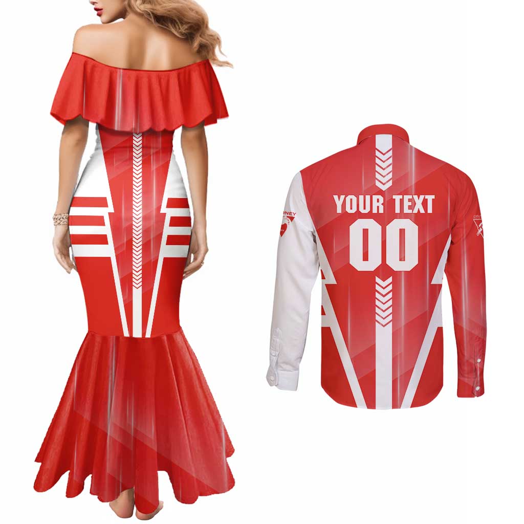 Personalized Sydney Swans Couples Matching Mermaid Dress and Long Sleeve Button Shirt Modern Geometric Sports Graphic Style