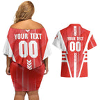 Personalized Sydney Swans Couples Matching Off Shoulder Short Dress and Hawaiian Shirt Modern Geometric Sports Graphic Style