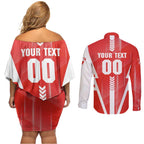 Personalized Sydney Swans Couples Matching Off Shoulder Short Dress and Long Sleeve Button Shirt Modern Geometric Sports Graphic Style