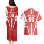 Personalized Sydney Swans Couples Matching Puletasi and Hawaiian Shirt Modern Geometric Sports Graphic Style