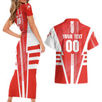 Personalized Sydney Swans Couples Matching Short Sleeve Bodycon Dress and Hawaiian Shirt Modern Geometric Sports Graphic Style