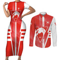 Personalized Sydney Swans Couples Matching Short Sleeve Bodycon Dress and Long Sleeve Button Shirt Modern Geometric Sports Graphic Style
