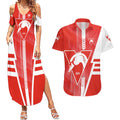 Personalized Sydney Swans Couples Matching Summer Maxi Dress and Hawaiian Shirt Modern Geometric Sports Graphic Style