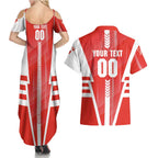 Personalized Sydney Swans Couples Matching Summer Maxi Dress and Hawaiian Shirt Modern Geometric Sports Graphic Style