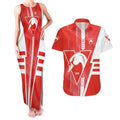Personalized Sydney Swans Couples Matching Tank Maxi Dress and Hawaiian Shirt Modern Geometric Sports Graphic Style