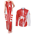 Personalized Sydney Swans Couples Matching Tank Maxi Dress and Long Sleeve Button Shirt Modern Geometric Sports Graphic Style