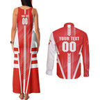 Personalized Sydney Swans Couples Matching Tank Maxi Dress and Long Sleeve Button Shirt Modern Geometric Sports Graphic Style