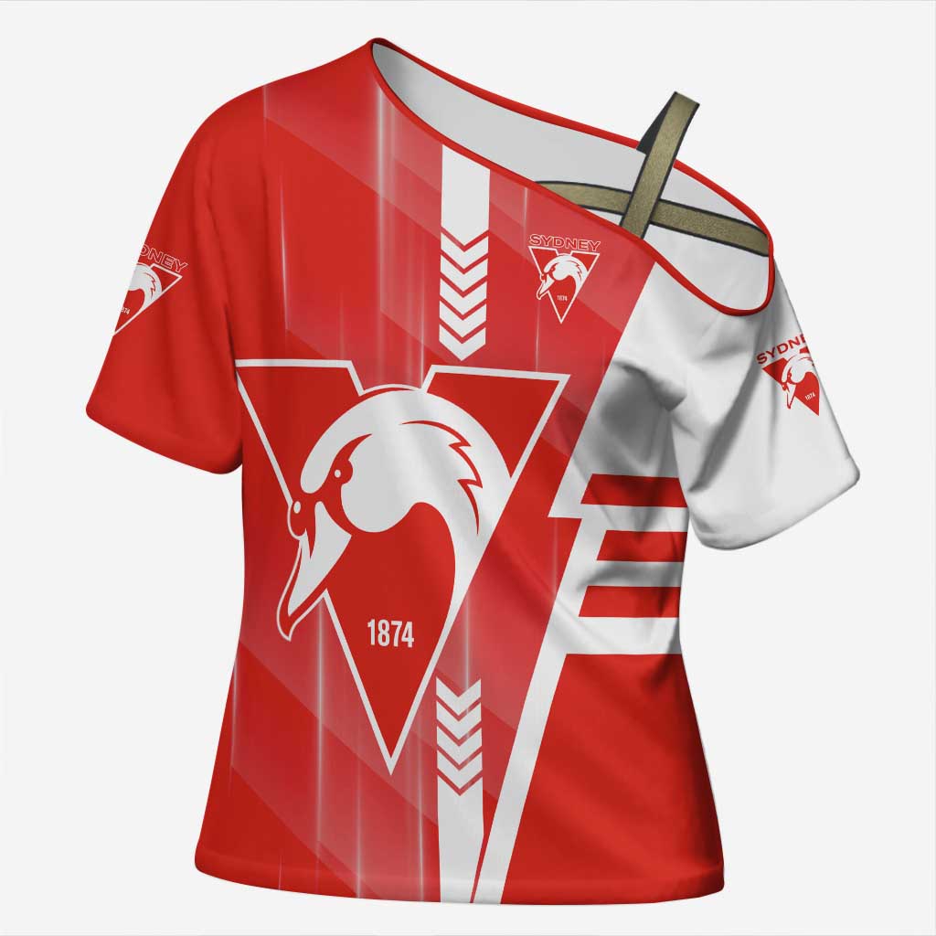 Personalized Sydney Swans Cross Shoulder Shirt Modern Geometric Sports Graphic Style