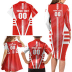 Personalized Sydney Swans Family Matching Long Sleeve Bodycon Dress and Hawaiian Shirt Modern Geometric Sports Graphic Style