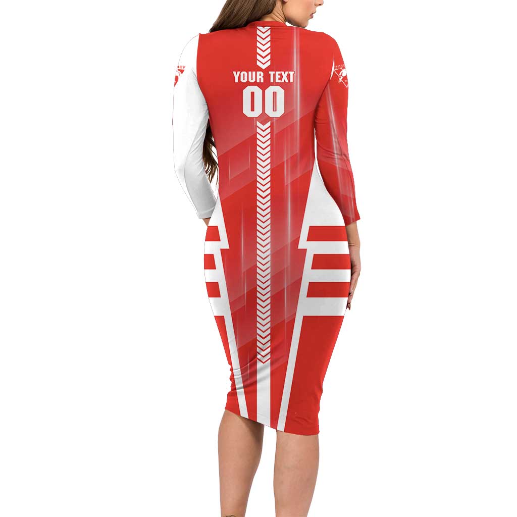 Personalized Sydney Swans Family Matching Long Sleeve Bodycon Dress and Hawaiian Shirt Modern Geometric Sports Graphic Style