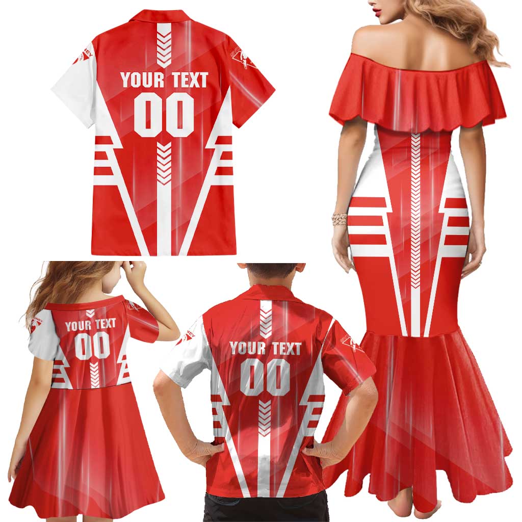 Personalized Sydney Swans Family Matching Mermaid Dress and Hawaiian Shirt Modern Geometric Sports Graphic Style