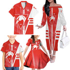 Personalized Sydney Swans Family Matching Off The Shoulder Long Sleeve Dress and Hawaiian Shirt Modern Geometric Sports Graphic Style