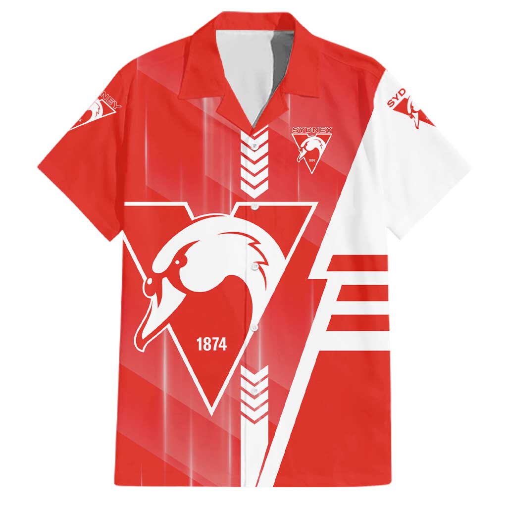 Personalized Sydney Swans Family Matching Off The Shoulder Long Sleeve Dress and Hawaiian Shirt Modern Geometric Sports Graphic Style