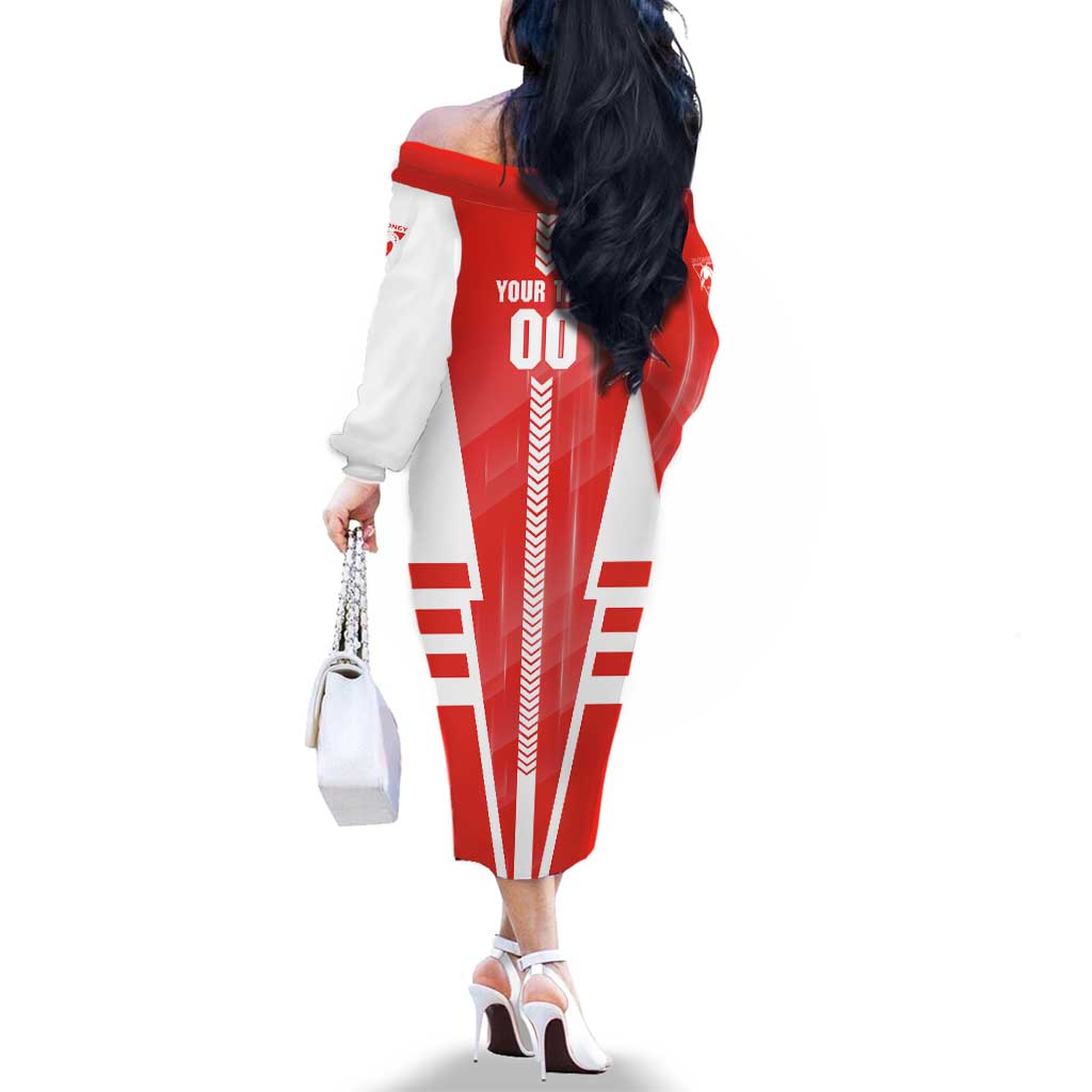 Personalized Sydney Swans Family Matching Off The Shoulder Long Sleeve Dress and Hawaiian Shirt Modern Geometric Sports Graphic Style